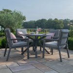 Maze Aluminium New York 4 Seat Round Dining Set - Grey