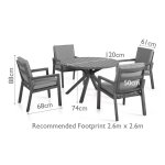 Maze Aluminium New York 4 Seat Round Dining Set - Grey