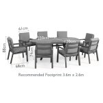 Maze Aluminium New York 8 Seat Oval Dining Set - Grey