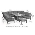 Maze Aluminium New York U- Shaped Sofa Set with Rising Table - Grey