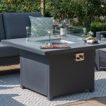 Maze Aluminium New York U- Shaped Sofa Set with Firepit Table - Grey