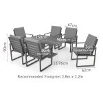 Maze Aluminium Amalfi 6 Seat Rectangular Dining Set with Rising Table- White