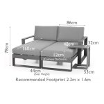 Maze Aluminium Amalfi Double Sunlounger Set with Side Table- Grey