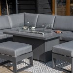 Maze Aluminium Amalfi Large Corner Dining with Rectangular Fire Pit Table- Grey