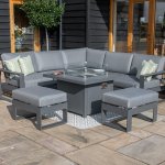 Maze Aluminium Amalfi Small Corner Dining with Square Fire Pit Table- Grey