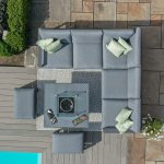 Maze Aluminium Amalfi Small Corner Dining with Square Fire Pit Table- Grey