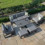 Maze Aluminium Amalfi 3 Seat Sofa Set With Rising Table- Grey