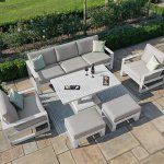 Maze Aluminium Amalfi 3 Seat Sofa Set With Rising Table- White