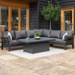 Maze Aluminium Oslo Corner Sofa Group with Rising Table- Charcoal