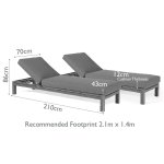 Maze Aluminium Oslo Double Sunlounger Set- Charcoal