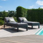 Maze Aluminium Oslo Double Sunlounger Set- Charcoal