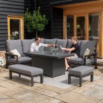 Maze Aluminium Manhattan Reclining Corner Dining Set with Fire Pit