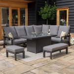 Maze Aluminium Manhattan Reclining Corner Dining Set with Fire Pit