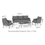 Maze Rope Marina 3 Seat Sofa Set - Charcoal