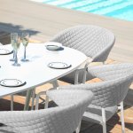 Maze - Outdoor Pebble 6 Seat Oval Dining Set  - Lead Chine