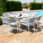 Maze - Outdoor Pebble 6 Seat Oval Dining Set  - Lead Chine