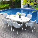 Maze - Outdoor Zest 8 Seat Oval Dining Set  - Lead Chine