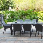 Maze - Outdoor Zest 8 Seat Rectangular Fire Pit Dining Set  - Flanelle