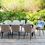 Maze - Outdoor Zest 8 Seat Rectangular Fire Pit Dining Set  - Taupe