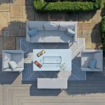 Maze - Outdoor Pulse 3 Seater Sofa Set with Fire Pit Table - Lead Chine