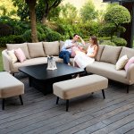 Maze - Outdoor Ambition Square Corner Sofa Dining Set With Rising Table - Taupe