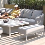 Maze - Outdoor Ambition Square Corner Sofa Dining Set With Rising Table - Lead Chine