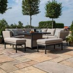 Maze - Outdoor Pulse Deluxe Square Corner Dining Set With Rising Table -  Taupe