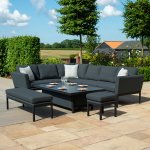 Maze - Outdoor Pulse Rectangle Corner Dining Set With Rising Table - Charcoal