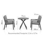 Maze Aluminium New York 3 Piece Bistro Set - Grey