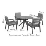 Maze Aluminium New York 4 Seat Round Dining Set - White