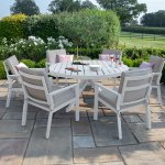 Maze Aluminium New York 6 Seat Round Dining Set - White