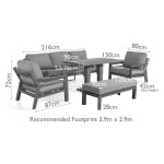 Maze Aluminium New York 3 Seat Sofa Set with Rising Table - White