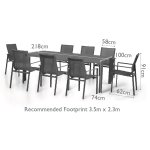 Maze Aluminium New York 8 Seat Rectangular Dining Set - Grey