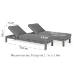 Maze Aluminium Oslo Double Sun Lounger Set - White