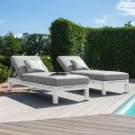 Maze Aluminium Oslo Double Sun Lounger Set - White