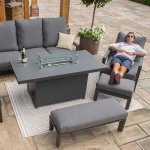 Maze Aluminium Manhattan Reclining Corner Dining Set with Fire Pit and Armchair