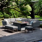 Maze - Outdoor Pulse Rectangle Corner Dining Set With Fire Pit - Flanelle