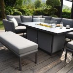 Maze - Outdoor Pulse Rectangle Corner Dining Set With Fire Pit - Flanelle