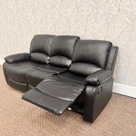 Barcelona Reclining 3 Seat Sofa - Black Leather