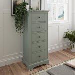 Bletchley Cactus Green Bedroom 5 Drawer Narrow Chest