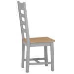 Eton Ladder Back Chair Wooden Seat (Pair) - Grey