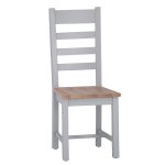 Eton Ladder Back Chair Wooden Seat (Pair) - Grey