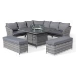 Maze Santorini Deluxe Corner Dining Set with Fire Pit