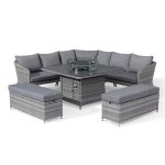 Maze Santorini Deluxe Corner Dining Set with Fire Pit