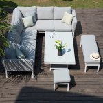 Maze - Outdoor Pulse Left Rectangle Corner Dining Set With Rising Table - Lead Chine