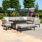 Maze - Outdoor Pulse Left Rectangle Corner Dining Set With Rising Table - Taupe