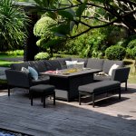 Maze - Outdoor Pulse Left Handed Rectangle Corner Dining Set With Fire Pit - Charcoal