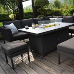 Maze - Outdoor Pulse Left Handed Rectangle Corner Dining Set With Fire Pit - Charcoal