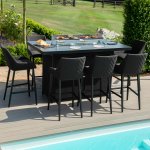 Maze - Outdoor Regal 8 Seat Rectangular Bar Set with Fire Pit - Charcoal