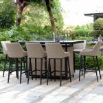 Maze - Outdoor Regal 8 Seat Rectangular Bar Set with Fire Pit - Taupe